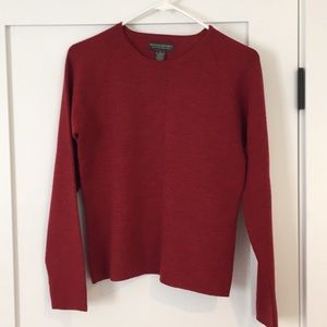 Brick-red crew neck Merino wool sweater